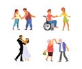 Set of dancing couples Royalty Free Stock Photo